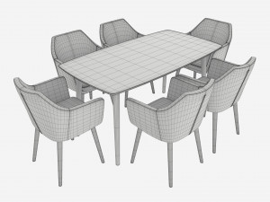 Dining set Nagano table 6 chairs 3D Model