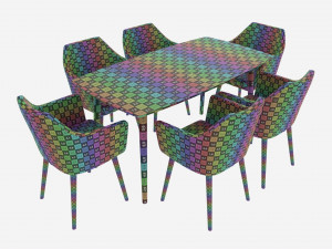 Dining set Nagano table 6 chairs 3D Model