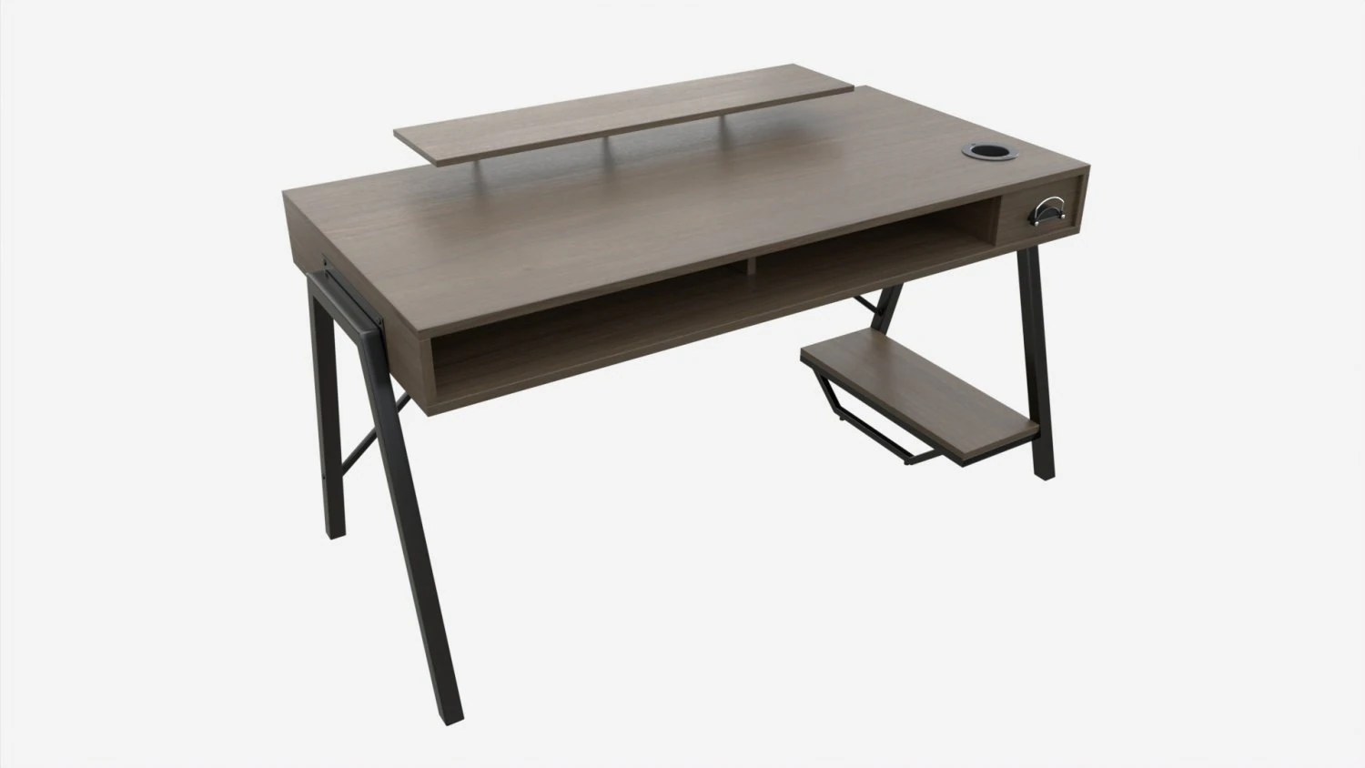 Gaming Computer Desk with Shelf 3D Model .c4d .max .obj .3ds .fbx .stl .blend 