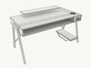 Gaming Computer Desk with Shelf 3D Model