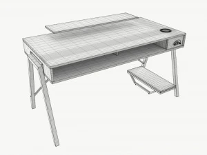 Gaming Computer Desk with Shelf 3D Model