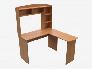 L型带架电脑桌 3D 模型