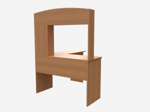 L-shape Computer Desk with Shelf 3D-Modell