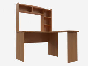L-shape Computer Desk with Shelf 3D-Modell