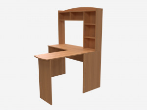 L-shape Computer Desk with Shelf 3D-Modell