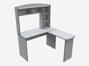 L-shape Computer Desk with Shelf 3D-Modell
