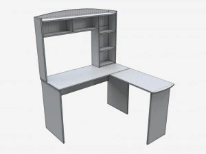 L-shape Computer Desk with Shelf 3D Model
