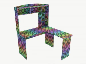 L-shape Computer Desk with Shelf 3D Model