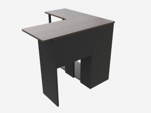 L-shape Desk with Bookshelf 3D Model