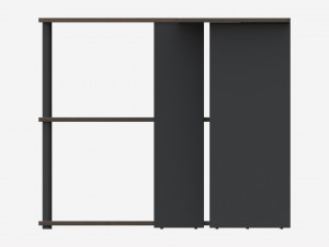 L-shape Desk with Bookshelf 3D Model
