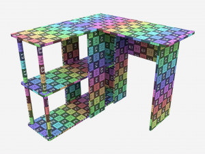 L-shape Desk with Bookshelf 3D Model