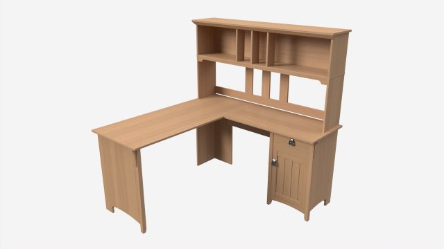 L-shape Desk with Shelf Modèle 3D .c4d .max .obj .3ds .fbx .stl .blend 