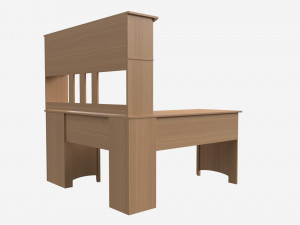 L-shape Desk with Shelf Modèle 3D