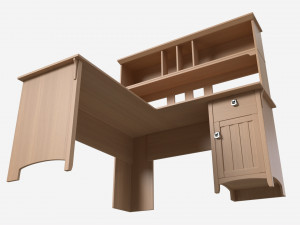 L-shape Desk with Shelf Modèle 3D