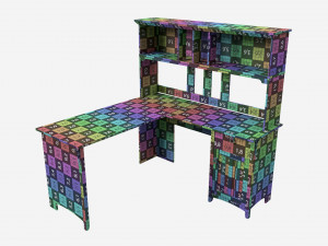 L-shape Desk with Shelf Modèle 3D
