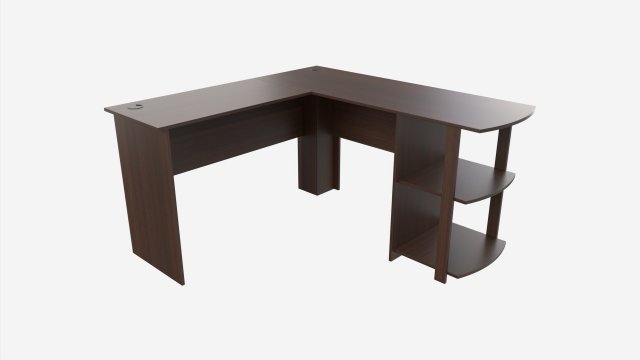L-shape Desk with Side Bookshelves 3D Модель .c4d .max .obj .3ds .fbx .stl .blend 