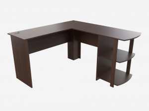 L-shape Desk with Side Bookshelves 3D Model