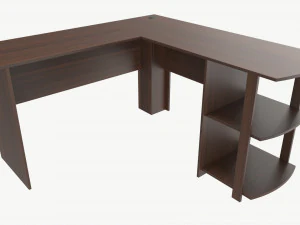 L-shape Desk with Side Bookshelves 3D Model