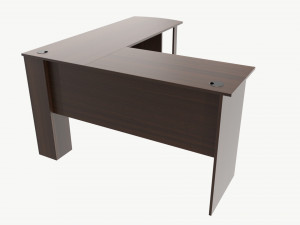 L-shape Desk with Side Bookshelves 3D Модель