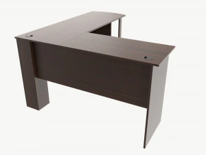 L-shape Desk with Side Bookshelves 3D Model