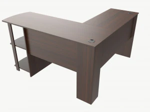 L-shape Desk with Side Bookshelves 3D Model