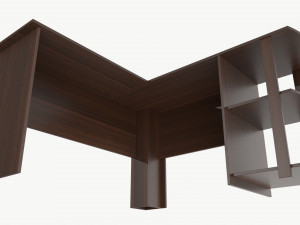 L-shape Desk with Side Bookshelves 3D Модель