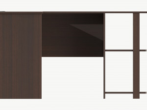 L-shape Desk with Side Bookshelves 3D Модель