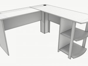 L-shape Desk with Side Bookshelves 3D Модель
