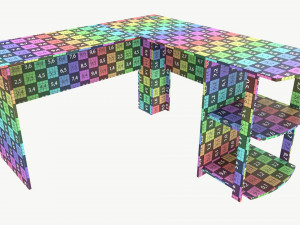 L-shape Desk with Side Bookshelves 3D Модель