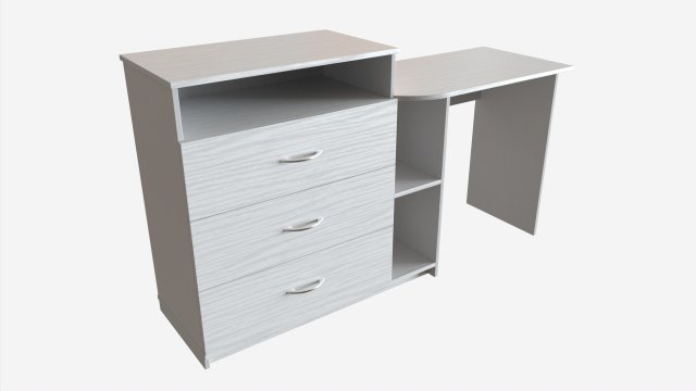 Media Dresser and Desk Combo 3D Модель .c4d .max .obj .3ds .fbx .stl .blend