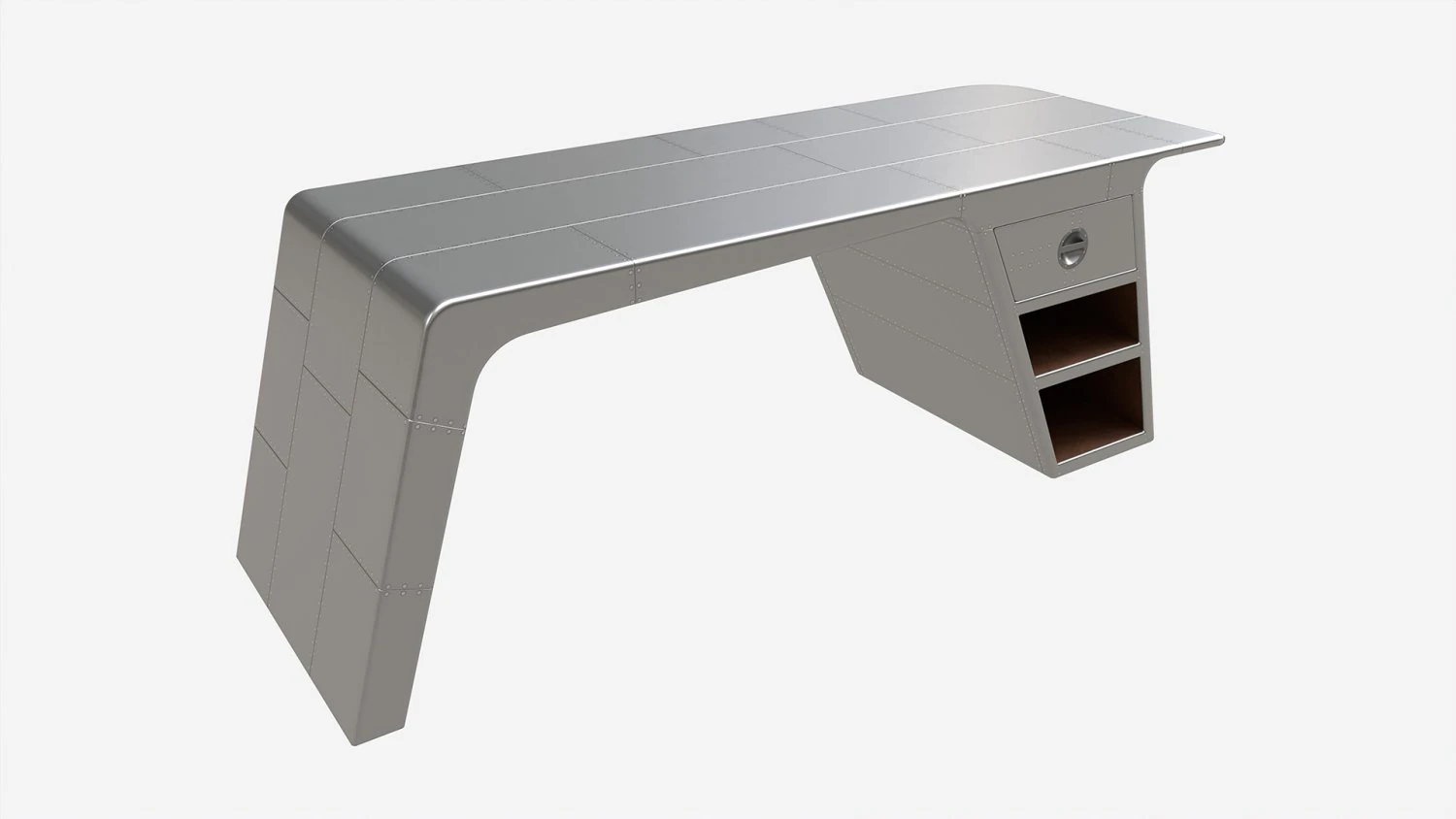 Metal Desk with Drawer 01 3D Model .c4d .max .obj .3ds .fbx .stl .blend 
