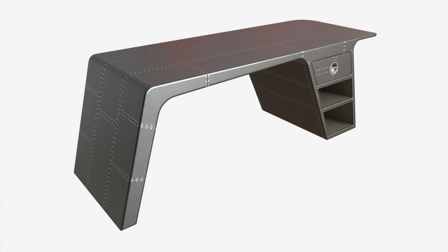 Metal Desk with Drawer 02 3D Model .c4d .max .obj .3ds .fbx .stl .blend 