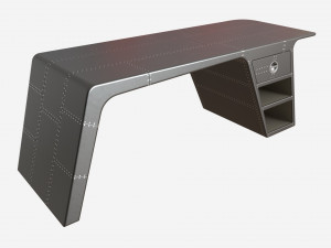 Metal Desk with Drawer 02 3D Model