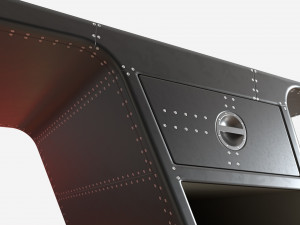Metal Desk with Drawer 02 3D 모델