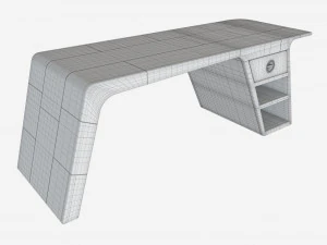 Metal Desk with Drawer 02 3D Model