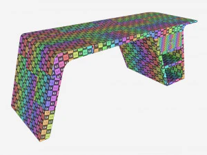 Metal Desk with Drawer 02 3D Model