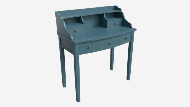 Oak Writing Desk with Drawers 3D-Modell .c4d .max .obj .3ds .fbx .stl .blend 