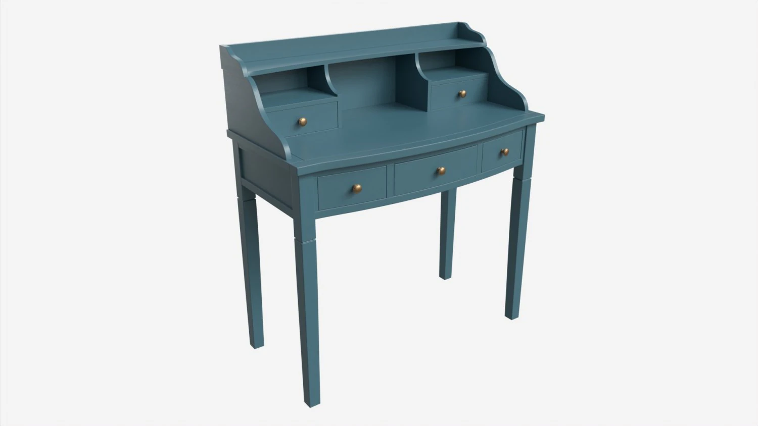 Oak Writing Desk with Drawers 3D Model .c4d .max .obj .3ds .fbx .stl .blend 