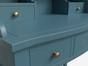 Oak Writing Desk with Drawers 3D-Modell
