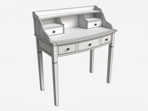 Oak Writing Desk with Drawers 3D-Modell