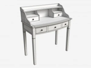Oak Writing Desk with Drawers 3D Model