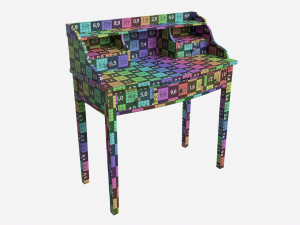 Oak Writing Desk with Drawers 3D-Modell