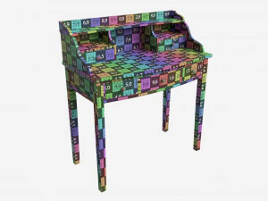 Oak Writing Desk with Drawers 3D Model