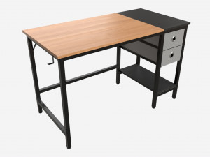 Office Desk with Drawers and Shelf 3D Model