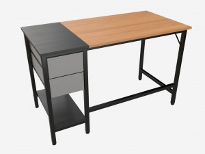 Office Desk with Drawers and Shelf 3D मॉडल