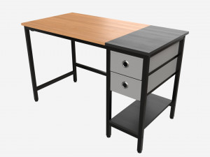 Office Desk with Drawers and Shelf 3D मॉडल