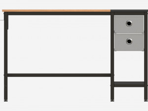 Office Desk with Drawers and Shelf 3D मॉडल
