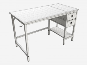 Office Desk with Drawers and Shelf 3D मॉडल