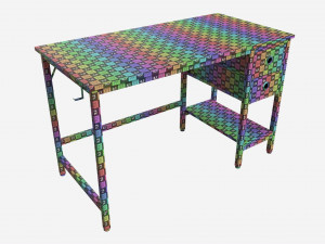 Office Desk with Drawers and Shelf 3D मॉडल