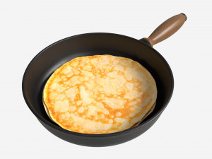 Pancakes on Frying Pan 3D Model